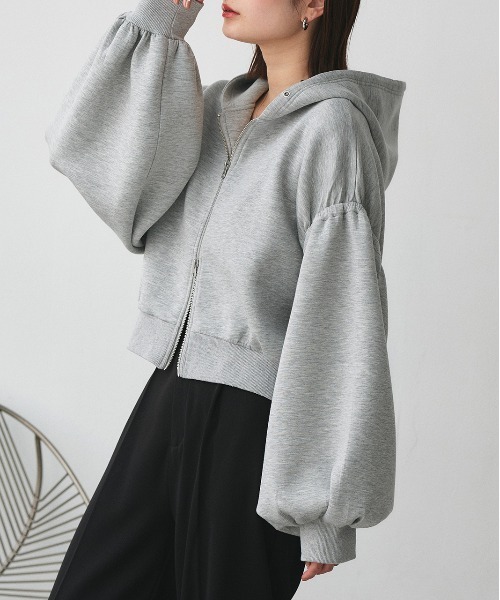 ad thie(アドティエ)の「バルーンスリーブ ポンチ ジップパーカー(パーカー・レディース・杢グレー/ブラック・LARGE/MEDIUM)」の13枚目の写真