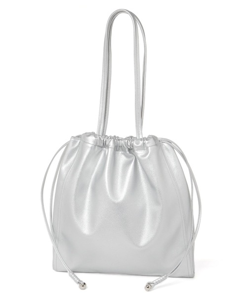 BAYFLOW(ベイフロー)の「フェイクレザー巾着トート(トートバッグ・レディース・ブラック/ライトグレー・FREE)」の7枚目の写真