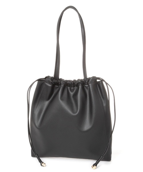 BAYFLOW(ベイフロー)の「フェイクレザー巾着トート(トートバッグ・レディース・ブラック/ライトグレー・FREE)」の6枚目の写真