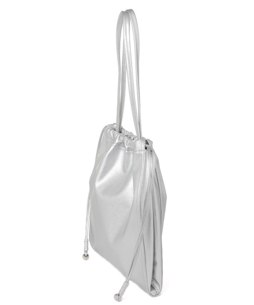 BAYFLOW(ベイフロー)の「フェイクレザー巾着トート(トートバッグ・レディース・ブラック/ライトグレー・FREE)」の5枚目の写真