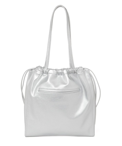 BAYFLOW(ベイフロー)の「フェイクレザー巾着トート(トートバッグ・レディース・ブラック/ライトグレー・FREE)」の4枚目の写真