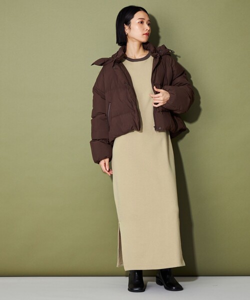 CITEN（シテン）の「＜CITEN＞リンガースウェットワンピース（ワンピース・レディース・ベージュ/ダークグレー・FREE）」の5枚目の写真