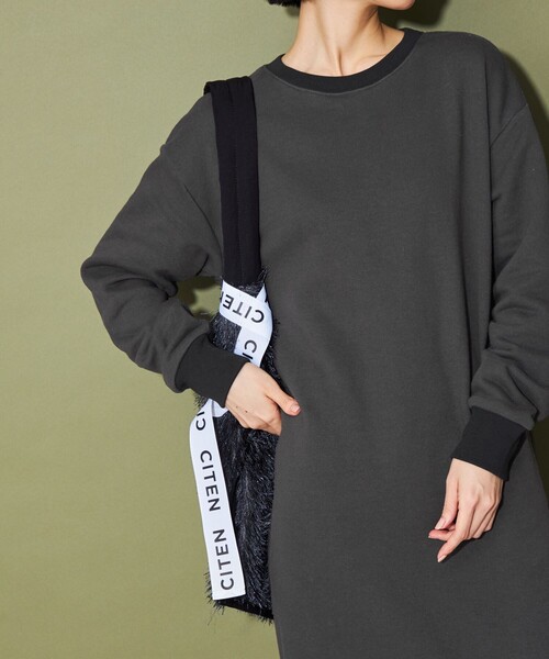 CITEN（シテン）の「＜CITEN＞リンガースウェットワンピース（ワンピース・レディース・ベージュ/ダークグレー・FREE）」の8枚目の写真