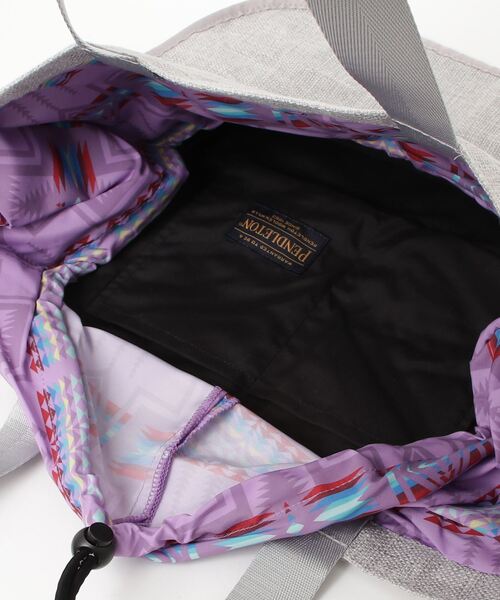 PENDLETON(ペンドルトン)の「ST:PENDLETON ペンドルトンSUMMER TOTE L 閉じ口巾着トートバッグLサイズ(トートバッグ・レディース・グレー/ブラウン・FREE)」の5枚目の写真