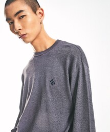 City Ambient Products（シティアンビエントプロダクツ）の「City Ambient Products:〈手洗い可能〉14ゲージ レーヨン ナイロン ワンポイントロゴニット（ニット/セーター・メンズ）」