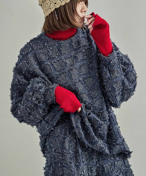 Fashion Letter(ファッションレター)の「【セットアップ可能】ブロックチェック フリンジトップス(シャツ/ブラウス・レディース・ベージュ/ネイビー/ブラック・M)」の1枚目の写真
