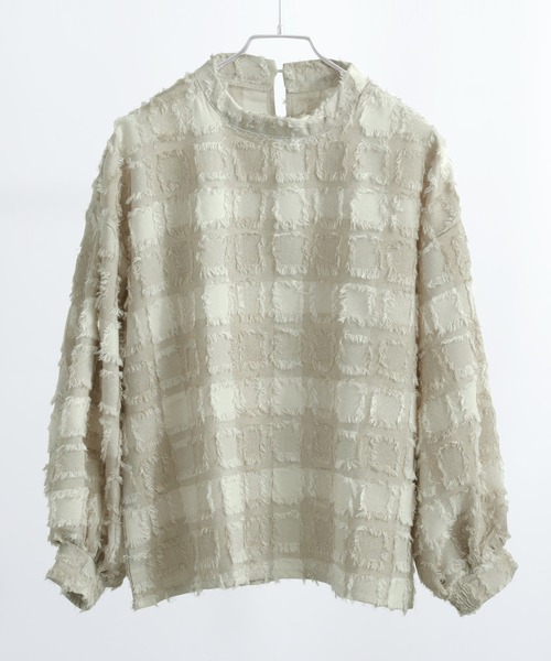 Fashion Letter(ファッションレター)の「【セットアップ可能】ブロックチェック フリンジトップス(シャツ/ブラウス・レディース・ベージュ/ネイビー/ブラック・M)」の15枚目の写真