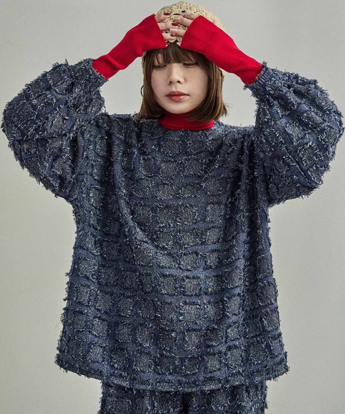 Fashion Letter(ファッションレター)の「【セットアップ可能】ブロックチェック フリンジトップス(シャツ/ブラウス・レディース・ベージュ/ネイビー/ブラック・M)」の16枚目の写真