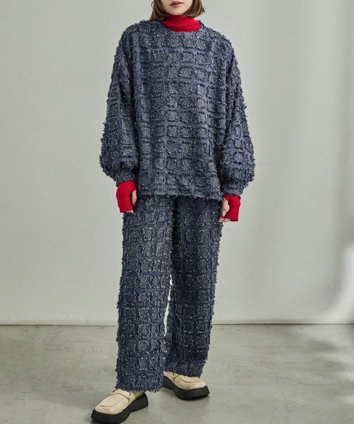 Fashion Letter(ファッションレター)の「【セットアップ可能】ブロックチェック フリンジトップス(シャツ/ブラウス・レディース・ベージュ/ネイビー/ブラック・M)」の20枚目の写真
