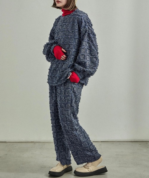 Fashion Letter(ファッションレター)の「【セットアップ可能】ブロックチェック フリンジトップス(シャツ/ブラウス・レディース・ベージュ/ネイビー/ブラック・M)」の21枚目の写真