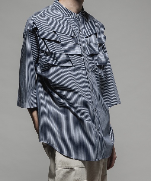 CASPER JOHN（キャスパージョン）の「Bandage fisherman shirts/バンデージフィッシャーマンシャツ（シャツ/ブラウス・メンズ・ホワイト/ネイビー・LARGE/MEDIUM/SMALL/X-SMALL）」の2枚目の写真