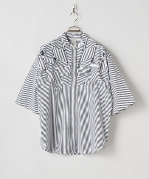 CASPER JOHN（キャスパージョン）の「Bandage fisherman shirts/バンデージフィッシャーマンシャツ（シャツ/ブラウス・メンズ・ホワイト/ネイビー・LARGE/MEDIUM/SMALL/X-SMALL）」の3枚目の写真