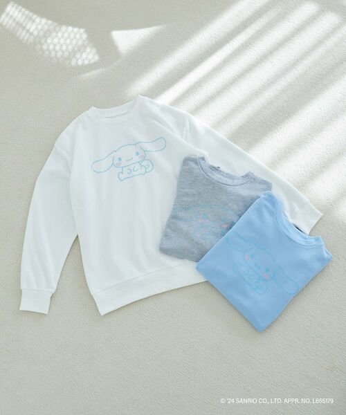 MAJESTIC LEGON(マジェスティックレゴン)の「シナモロール ラインストーンスウェット(スウェット・レディース・オフホワイト/ブルー/グレー・MEDIUM)」の13枚目の写真