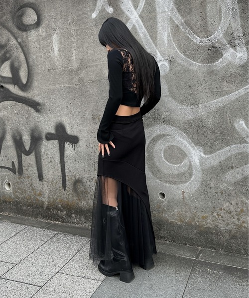 LVEU.】レース切り替えデザイントップス / トップス カットソー