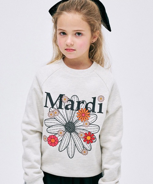 Mardi Mercredi（マルディメクルディ）の「KIDS SWEATSHIRT FLOWERMARDI BLOSSOM / キッズ スウェットシャツ フラワーマルディ ブロッサム（スウェット・キッズ・オートミール/ブラック・110cm/100cm/120cm/130cm）」の2枚目の写真