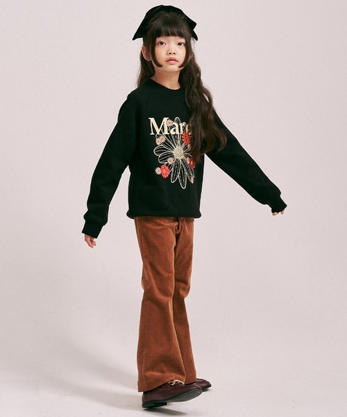 Mardi Mercredi（マルディメクルディ）の「KIDS SWEATSHIRT FLOWERMARDI BLOSSOM / キッズ スウェットシャツ フラワーマルディ ブロッサム（スウェット・キッズ・オートミール/ブラック・110cm/100cm/120cm/130cm）」の4枚目の写真
