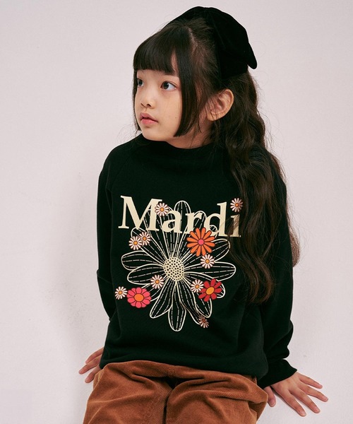 Mardi Mercredi（マルディメクルディ）の「KIDS SWEATSHIRT FLOWERMARDI BLOSSOM / キッズ スウェットシャツ フラワーマルディ ブロッサム（スウェット・キッズ・オートミール/ブラック・110cm/100cm/120cm/130cm）」の8枚目の写真