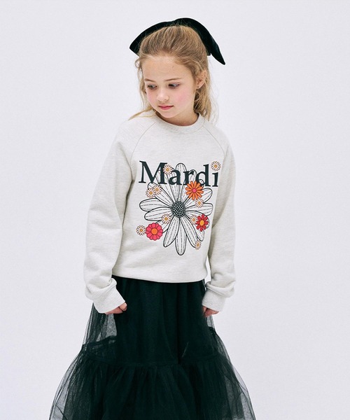 Mardi Mercredi（マルディメクルディ）の「KIDS SWEATSHIRT FLOWERMARDI BLOSSOM / キッズ スウェットシャツ フラワーマルディ ブロッサム（スウェット・キッズ・オートミール/ブラック・110cm/100cm/120cm/130cm）」の9枚目の写真