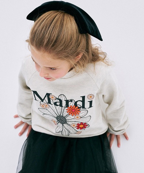 Mardi Mercredi（マルディメクルディ）の「KIDS SWEATSHIRT FLOWERMARDI BLOSSOM / キッズ スウェットシャツ フラワーマルディ ブロッサム（スウェット・キッズ・オートミール/ブラック・110cm/100cm/120cm/130cm）」の10枚目の写真