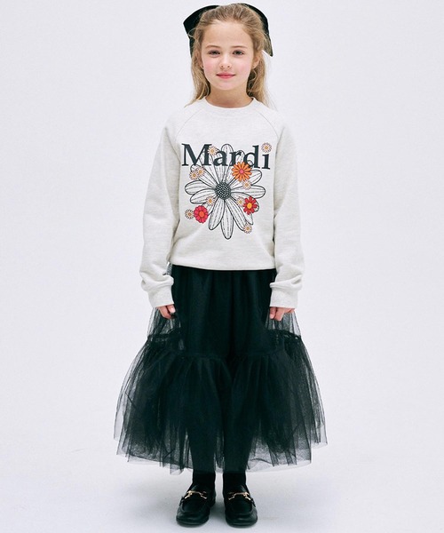 Mardi Mercredi（マルディメクルディ）の「KIDS SWEATSHIRT FLOWERMARDI BLOSSOM / キッズ スウェットシャツ フラワーマルディ ブロッサム（スウェット・キッズ・オートミール/ブラック・110cm/100cm/120cm/130cm）」の12枚目の写真