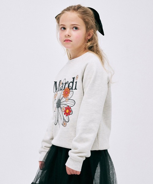 Mardi Mercredi（マルディメクルディ）の「KIDS SWEATSHIRT FLOWERMARDI BLOSSOM / キッズ スウェットシャツ フラワーマルディ ブロッサム（スウェット・キッズ・オートミール/ブラック・110cm/100cm/120cm/130cm）」の13枚目の写真