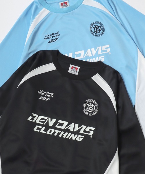 BEN DAVIS（ベンデイビス）の「BEN DAVIS/ベンデイビス PRACTICE LS TEE/オーバーサイズ メッシュ ブロークコア ゲームシャツ ユニフォームデザイン ロゴ ワンポイント刺繍 ロングスリーブTシャツ/ロンT/レディース メンズ（Tシャツ/カットソー・メンズ・ホワイト/スカイブルー/ブラック・M/L/XL）」の3枚目の写真