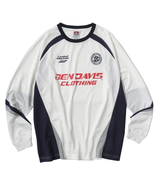 BEN DAVIS（ベンデイビス）の「BEN DAVIS/ベンデイビス PRACTICE LS TEE/オーバーサイズ メッシュ ブロークコア ゲームシャツ ユニフォームデザイン ロゴ ワンポイント刺繍 ロングスリーブTシャツ/ロンT/レディース メンズ（Tシャツ/カットソー・メンズ・ホワイト/スカイブルー/ブラック・M/L/XL）」の6枚目の写真