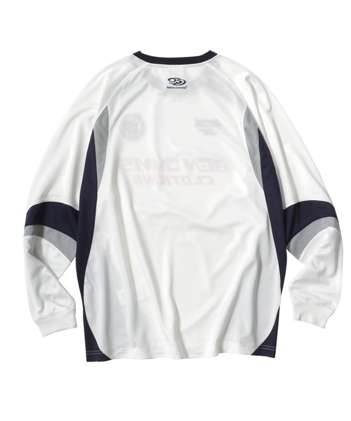 BEN DAVIS（ベンデイビス）の「BEN DAVIS/ベンデイビス PRACTICE LS TEE/オーバーサイズ メッシュ ブロークコア ゲームシャツ ユニフォームデザイン ロゴ ワンポイント刺繍 ロングスリーブTシャツ/ロンT/レディース メンズ（Tシャツ/カットソー・メンズ・ホワイト/スカイブルー/ブラック・M/L/XL）」の8枚目の写真