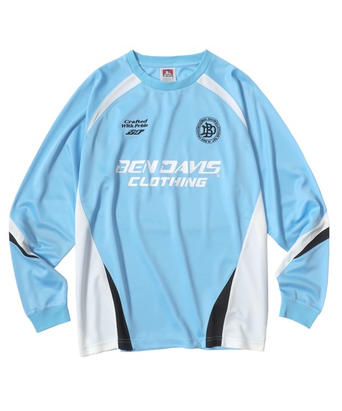 BEN DAVIS（ベンデイビス）の「BEN DAVIS/ベンデイビス PRACTICE LS TEE/オーバーサイズ メッシュ ブロークコア ゲームシャツ ユニフォームデザイン ロゴ ワンポイント刺繍 ロングスリーブTシャツ/ロンT/レディース メンズ（Tシャツ/カットソー・メンズ・ホワイト/スカイブルー/ブラック・M/L/XL）」の15枚目の写真