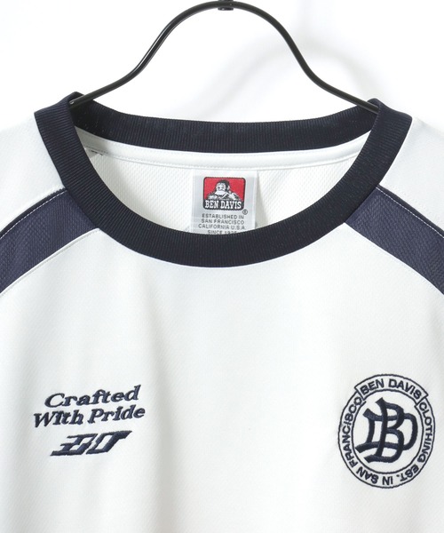 BEN DAVIS（ベンデイビス）の「BEN DAVIS/ベンデイビス PRACTICE LS TEE/オーバーサイズ メッシュ ブロークコア ゲームシャツ ユニフォームデザイン ロゴ ワンポイント刺繍 ロングスリーブTシャツ/ロンT/レディース メンズ（Tシャツ/カットソー・メンズ・ホワイト/スカイブルー/ブラック・M/L/XL）」の11枚目の写真