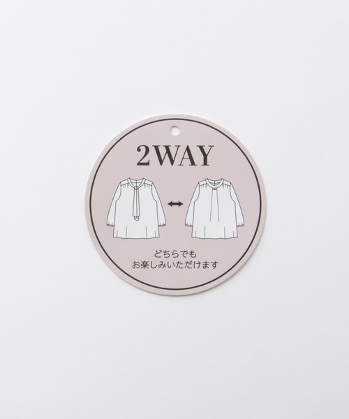 Honeys(ハニーズ)の「アクセ付7分袖ボウタイブラウス(シャツ/ブラウス・レディース・ピンク/ホワイト/ライトグレー/ネイビー/ホワイト×ブラック・3L/L/LL/M/S)」の6枚目の写真