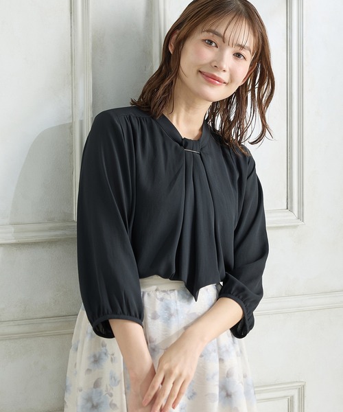 セール】アクセ付7分袖ボウタイブラウス（シャツ/ブラウス）｜Honeys