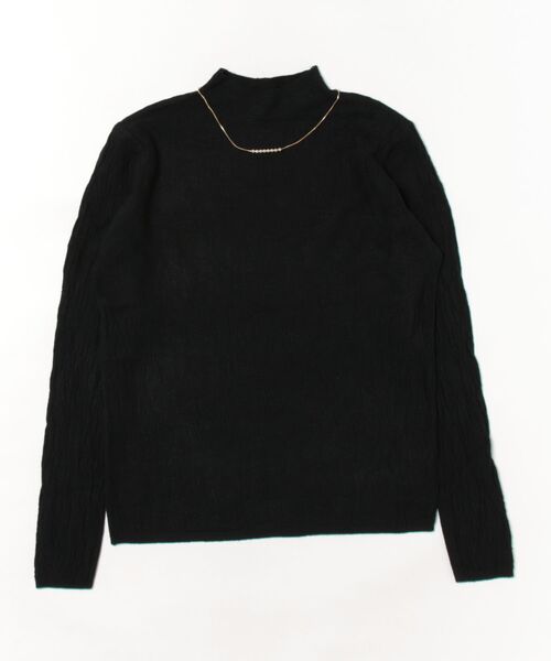 STYLEBLOCK(スタイルブロック)の「フェイクネックレス付きジャガードボトルネックニットトップス(ニット/セーター・レディース・ライトブルー/ブラック/ライトピンク/アイボリー・FREE)」の3枚目の写真