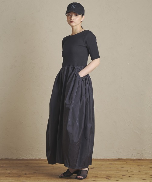 ROSE BUD(ローズバッド)の「DOCKING DRESS(ワンピース・レディース・ブラック/ベージュ・ONE SIZE)」の2枚目の写真