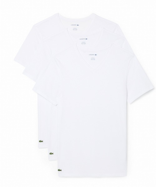 LACOSTE(ラコステ)の「3枚セット スリムフィット エッセンシャル ラウンジVネック半袖Tシャツ / 3パックTシャツ(Tシャツ/カットソー・メンズ・ホワイト/ブラック・L/M/S/XL)」の5枚目の写真