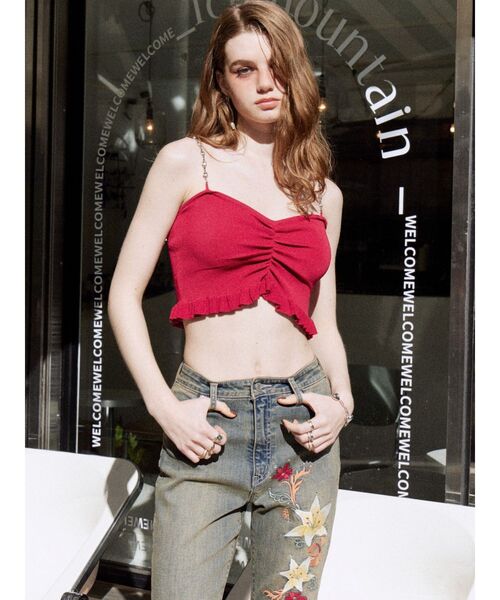 EVRIS（エヴリス）の「Embroideryフレアデニムパンツ（デニムパンツ・レディース・インディゴブルー/ライトブルー・MEDIUM/SMALL）」の13枚目の写真