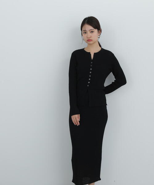 N.（N. Natural Beauty Basic）（エヌエヌナチュラルビューティーベーシック）の「柄編みニットセットアップ（セットアップ・レディース・ブラック/カーキ/オフホワイト・MEDIUM）」の20枚目の写真