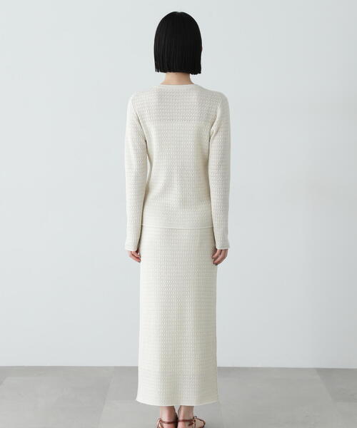 N.（N. Natural Beauty Basic）（エヌエヌナチュラルビューティーベーシック）の「柄編みニットセットアップ（セットアップ・レディース・ブラック/カーキ/オフホワイト・MEDIUM）」の12枚目の写真