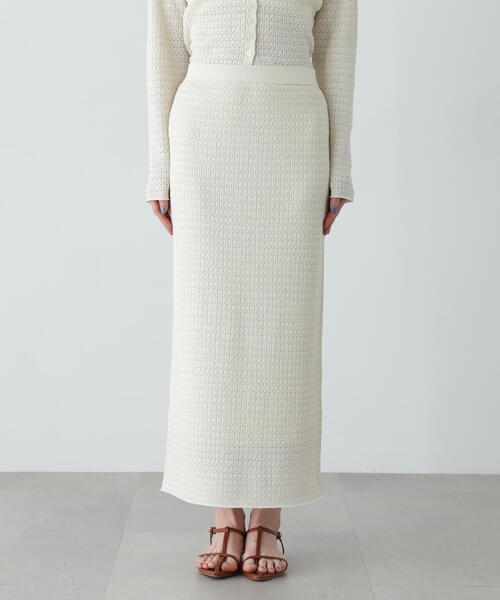 N.（N. Natural Beauty Basic）（エヌエヌナチュラルビューティーベーシック）の「柄編みニットセットアップ（セットアップ・レディース・ブラック/カーキ/オフホワイト・MEDIUM）」の15枚目の写真