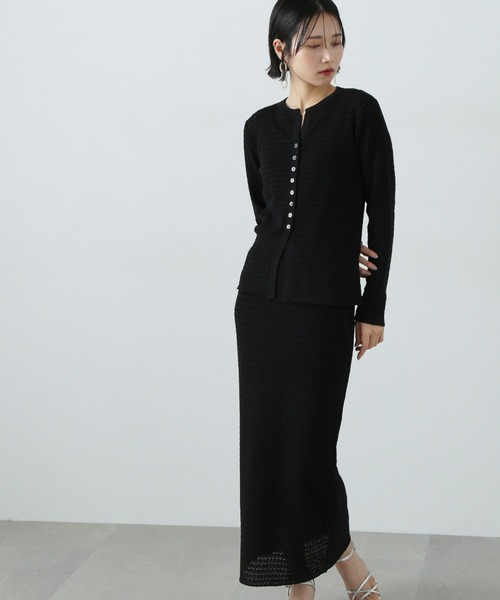 N.（N. Natural Beauty Basic）（エヌエヌナチュラルビューティーベーシック）の「柄編みニットセットアップ（セットアップ・レディース・ブラック/カーキ/オフホワイト・MEDIUM）」の19枚目の写真