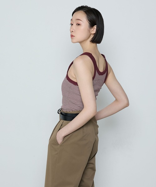 Robert P. Miller】 Border american sleeve tank top with cups