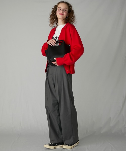 BONLECILL Marche(ボンルシールマルシェ)の「【BONLECILL Marche】《ポーチ付き》2wayソフトマルシェハンドバッグ/ショルダーバッグ(ハンドバッグ・レディース・ブラック/キャメル・FREE)」の10枚目の写真