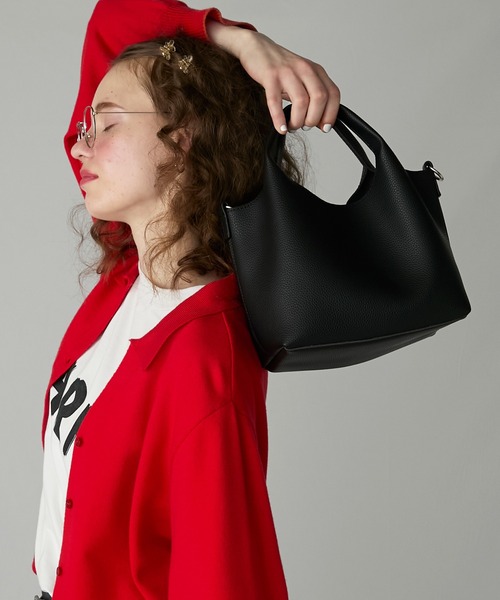 BONLECILL Marche(ボンルシールマルシェ)の「【BONLECILL Marche】《ポーチ付き》2wayソフトマルシェハンドバッグ/ショルダーバッグ(ハンドバッグ・レディース・ブラック/キャメル・FREE)」の11枚目の写真