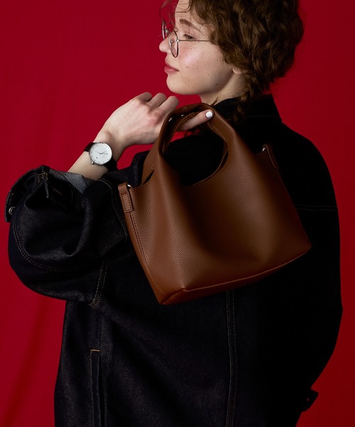 BONLECILL Marche(ボンルシールマルシェ)の「【BONLECILL Marche】《ポーチ付き》2wayソフトマルシェハンドバッグ/ショルダーバッグ(ハンドバッグ・レディース・ブラック/キャメル・FREE)」の18枚目の写真