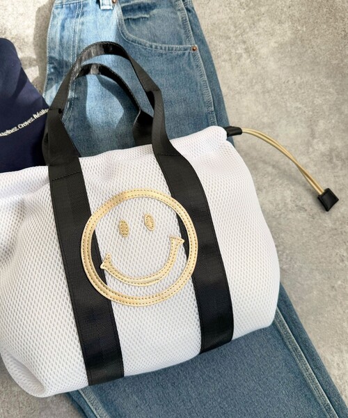fredy emue（フレディエミュ）の「SMILEYメッシュ巾着トートバッグ（トートバッグ・レディース・ブラック/オフホワイト・FREE）」の12枚目の写真