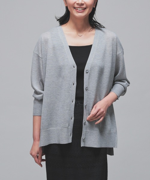 LOHEN ダブルフェイスVネックカーディガン T.GREY（接触冷感