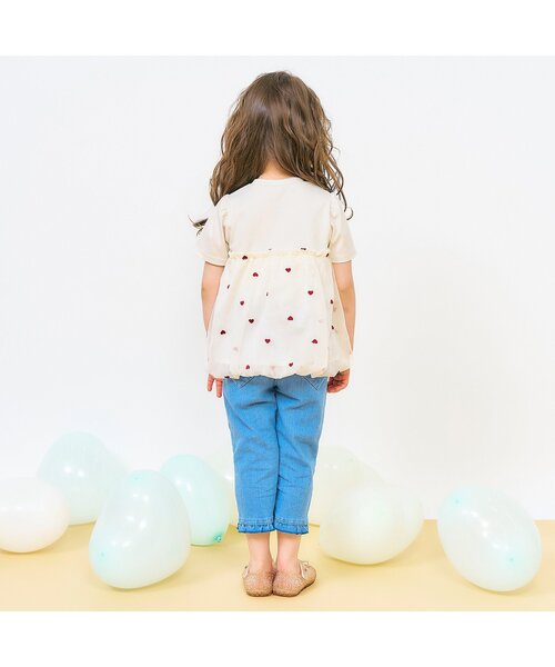 apres les cours（アプレレクール）の「【ジュニア対応】ハート刺繍バルーンドッキング半袖トップス（Tシャツ/カットソー・キッズ・ブラック/アイボリー・80/90/100/110/120/130/140）」の15枚目の写真