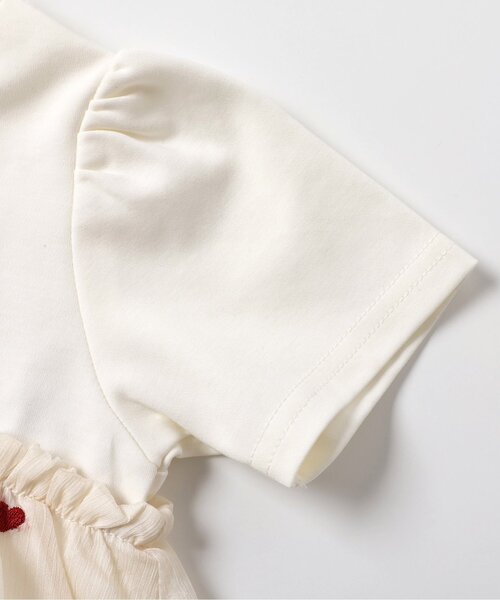 apres les cours（アプレレクール）の「【ジュニア対応】ハート刺繍バルーンドッキング半袖トップス（Tシャツ/カットソー・キッズ・ブラック/アイボリー・80/90/100/110/120/130/140）」の8枚目の写真