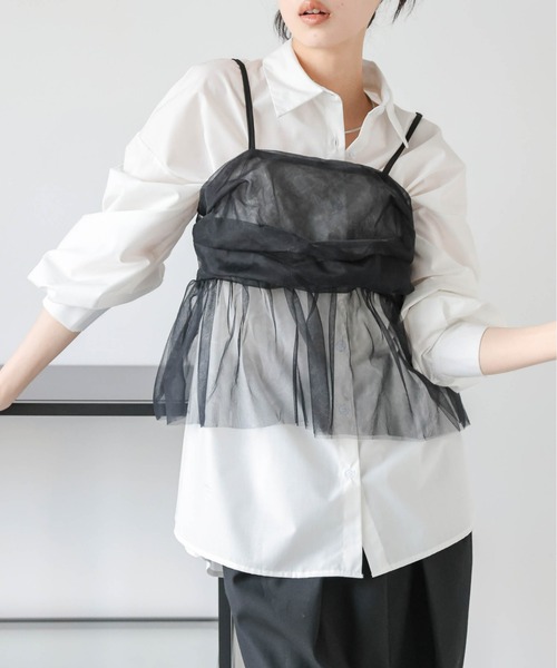 La-gemme(ラジェム)の「オーバーサイズ レギュラーカラーシャツ(シャツ/ブラウス・レディース・ホワイト/ブラック/ブルー・フリー)」の1枚目の写真