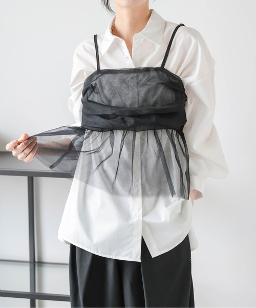 La-gemme(ラジェム)の「オーバーサイズ レギュラーカラーシャツ(シャツ/ブラウス・レディース・ホワイト/ブラック/ブルー・フリー)」の4枚目の写真
